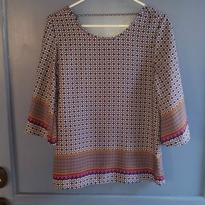 Peach Love Blue Patterned Top